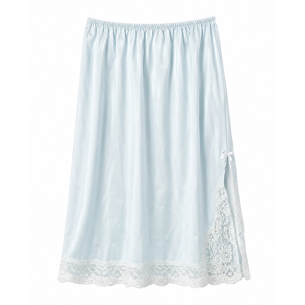 Vintage Vassarette Half Slip Pale Blue Lace Trim USA Made Lingerie Slip Skirt L